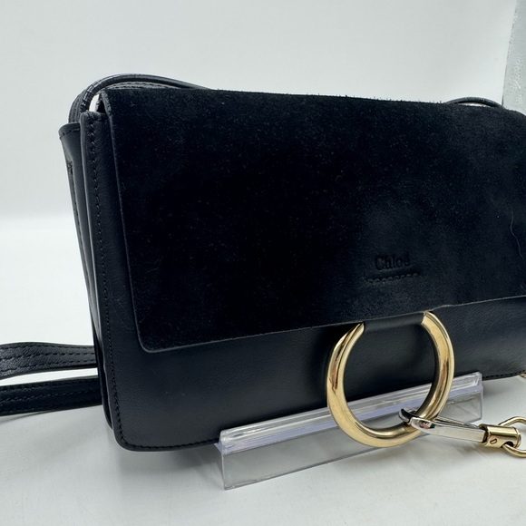 Auth Chloe Black Suede Leatherr Faye Small Crossbody Bag - Picture 2 of 15